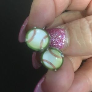 10 mm baseball earrings